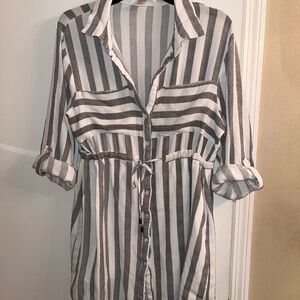 Passport Gray and White Striped Dress